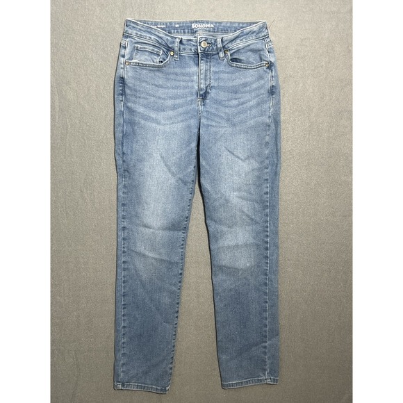 Sonoma Goods For Life Denim - Sonoma Goods For Life Women's 6R Blue Curvy Straight Leg Jeans Medium Wash